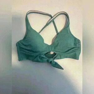 Women's Light Lift  Textured Bikini Top Shade & Shore Teal tie front 32B